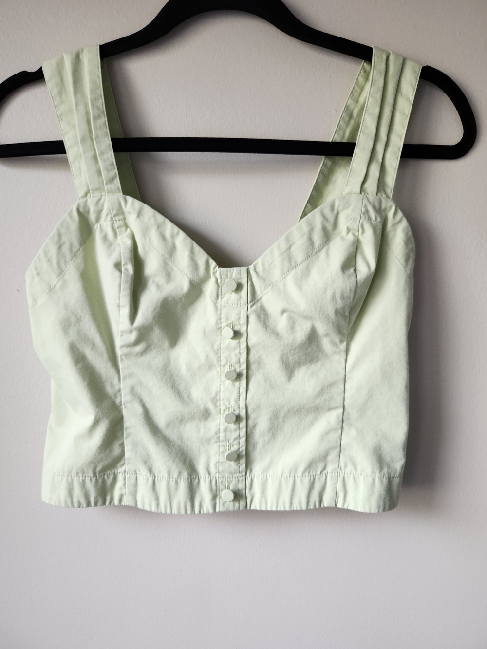 Abercrombie & Fitch Mint Green Button-Front Sweetheart Crop Top - Picture 2 of 8